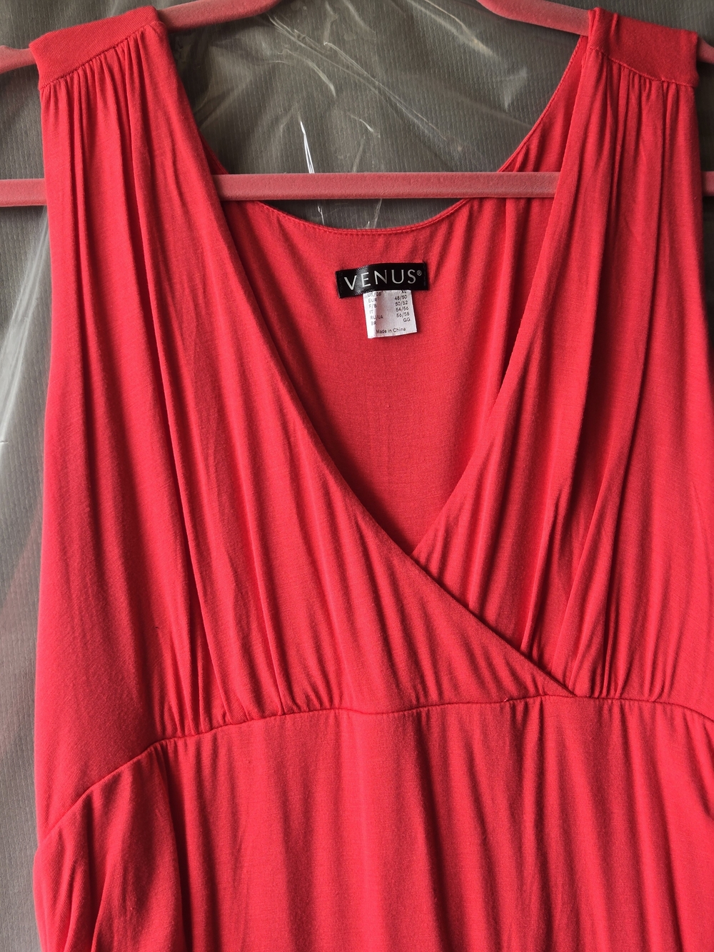 VENUS Bright Red Sleeveless V-Neck Wrap-Style Dress